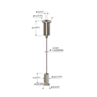 Sistema di appendimento del cavo a vite con uscita laterale in ottone e kit di appendimento per la presa del cavo in acciaio inossidabile